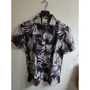Billy Reid Short Sleeve Tiled Elephant Ear Treme Cotton Linen Shirt MSRP‎ $200